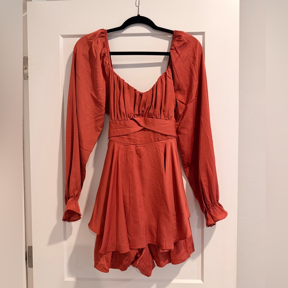 Rust Pink Long Sleeve Romper